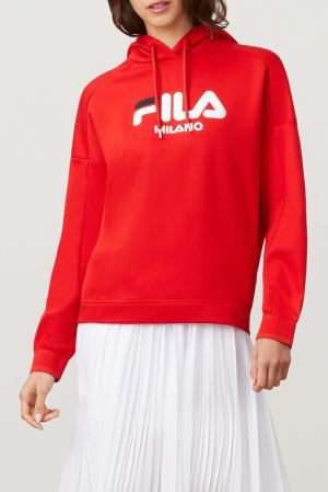 FILA Milano Hoodies Red,Womens Clothing | CA.WPXERI137